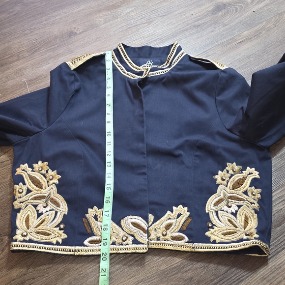 Authentic Icon Embroidered Military Crop Jacket Navy Gold XL - Picture 11 of 13